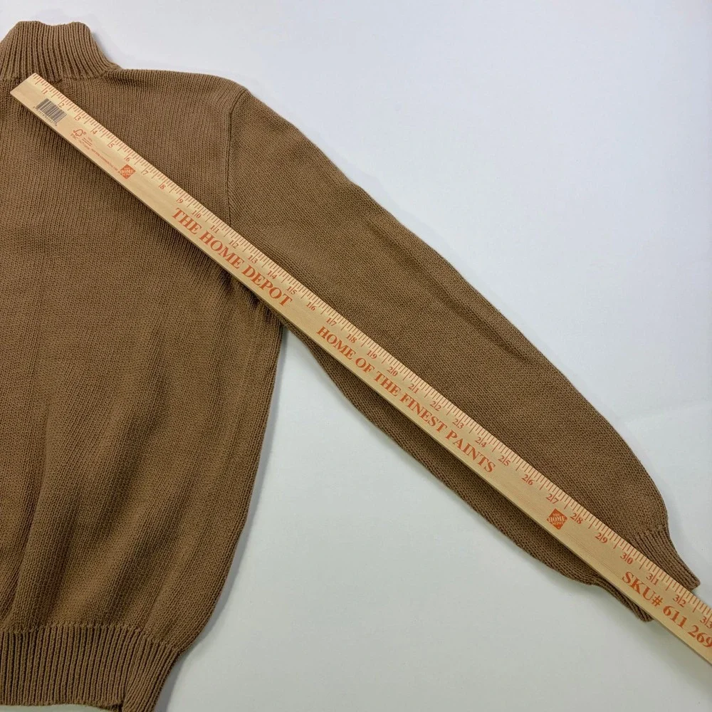 Polo Ralph Lauren Quarter-Zip Sweater Mens Large Tan Brown 100% Cotton Ribbed